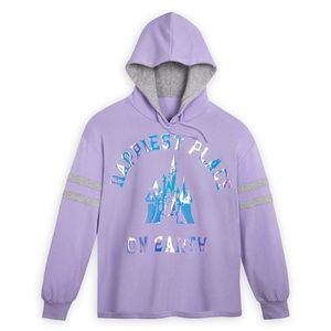 Disney Parks Happiest Place on Earth Hoodie Pullover Iridescent Castle Sz Large